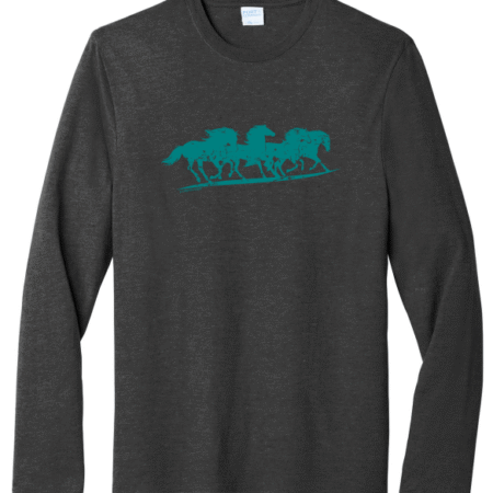 2023 Men's Long Sleeve T-Shirt - Black Heather with Teal