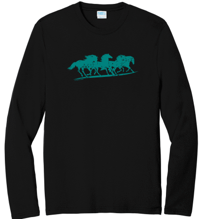 teal on jet black long sleeve mens tshirt